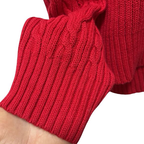 Nautica Womens Cable Knit V Neck Sweater Size XXL Red Thick Fisherman Preppy NWT - Picture 4 of 7
